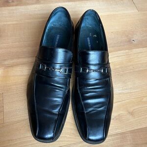 Giorgio Brutini Black Leather Loafers Horsebit Style